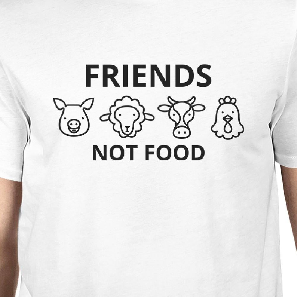 Friends Not Food Men's White Trendy Design Graphic Tee For Guys