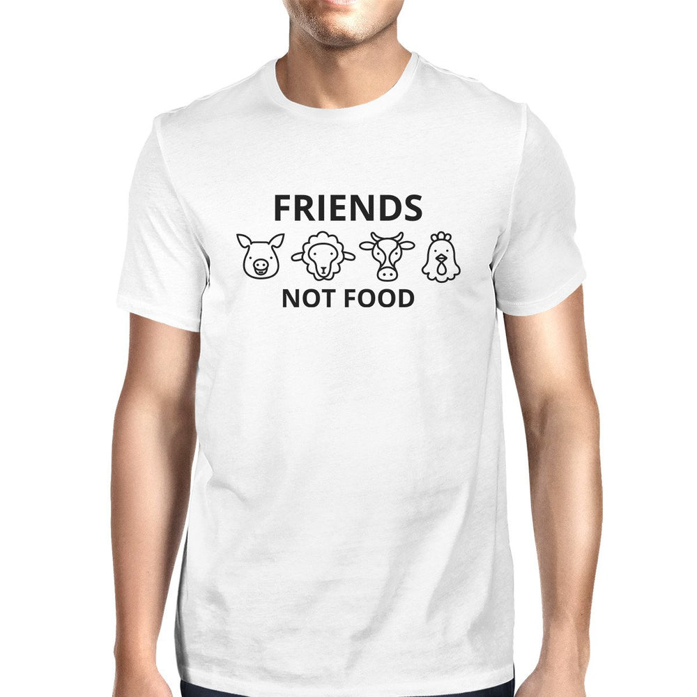 Friends Not Food Men's White Trendy Design Graphic Tee For Guys