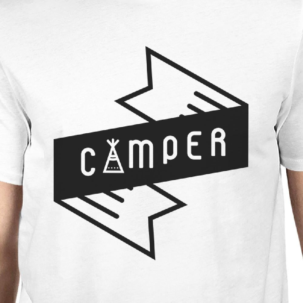 Camper Men's White Round Neck Tee Cute Graphic T Shirt For Camping