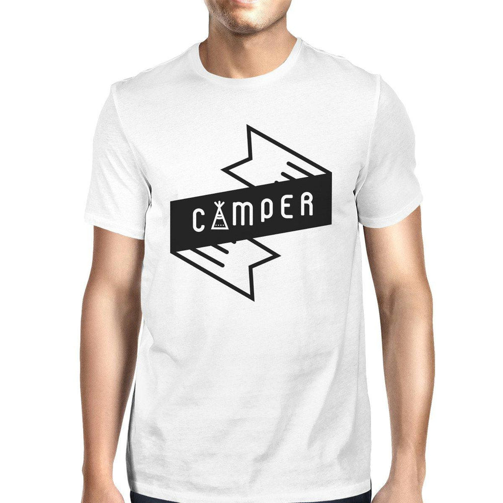 Camper Men's White Round Neck Tee Cute Graphic T Shirt For Camping