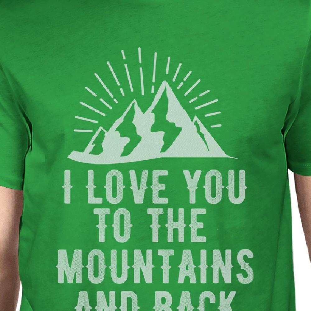 Mountain And Back Men's Green Cotton Tee Unique Graphic T Shirt