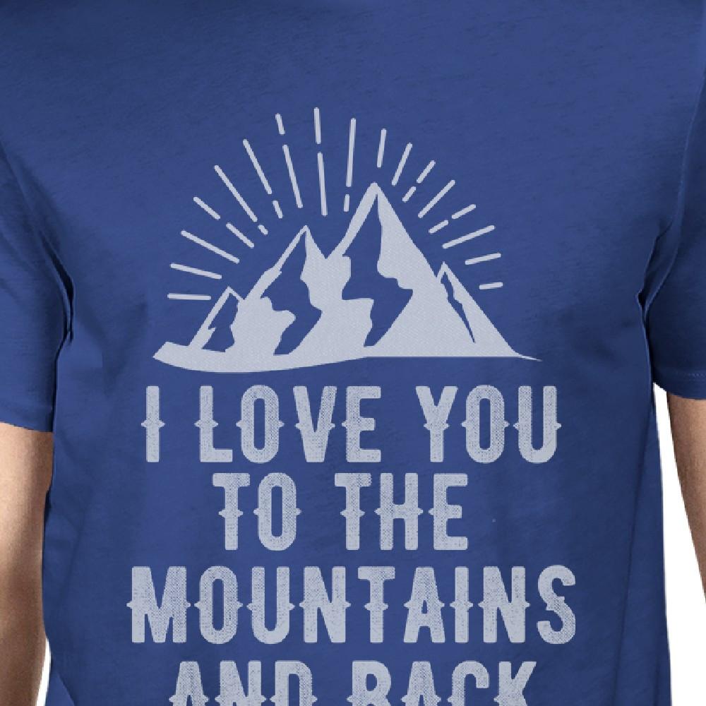 Mountain And Back Men's Blue Short Sleeve Round Neck Cotton Tee