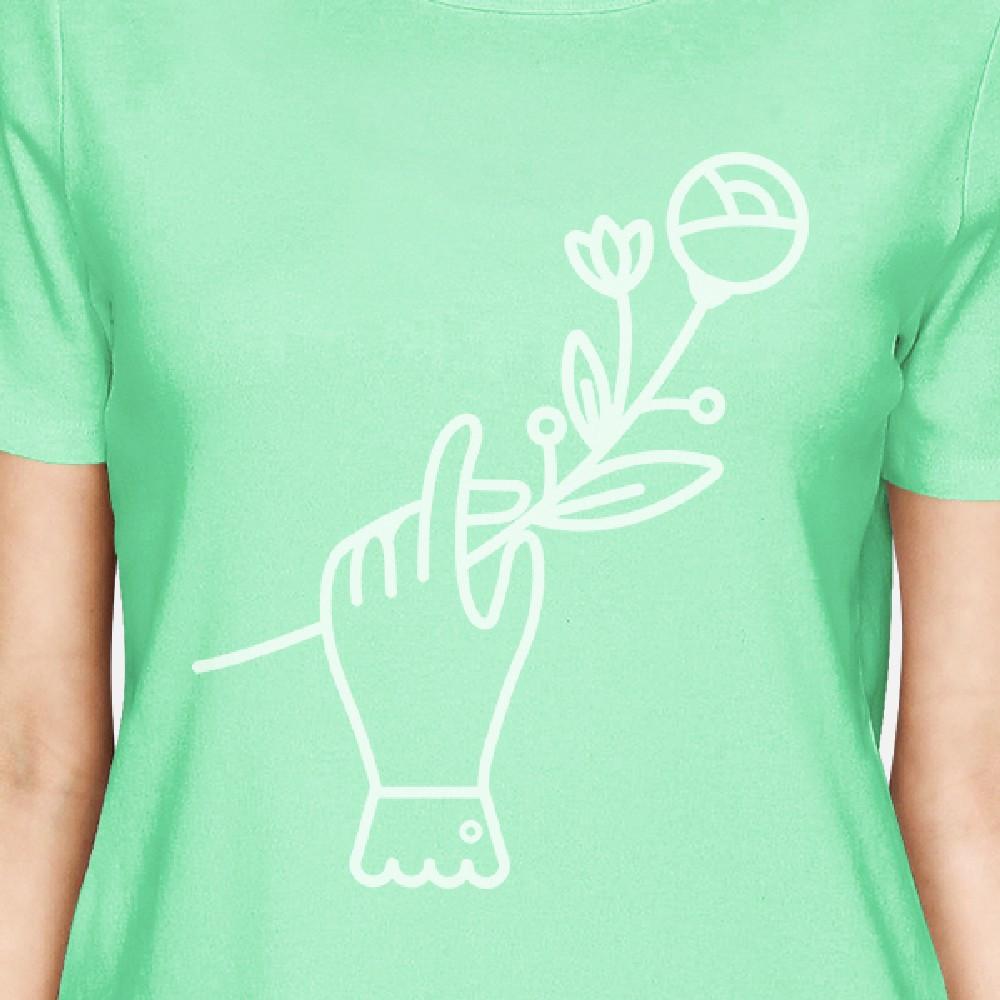 Hand Holding Flower Mint Lovely Design Graphic Tee Gifts For Ladies