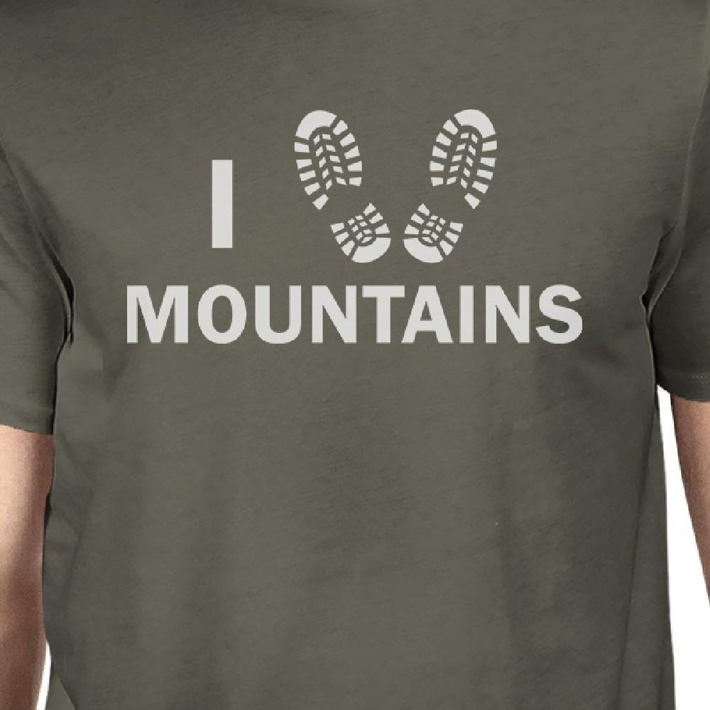 I Heart Mountains Men's Dark Grey T Shirt Cute Gift Idea For Him