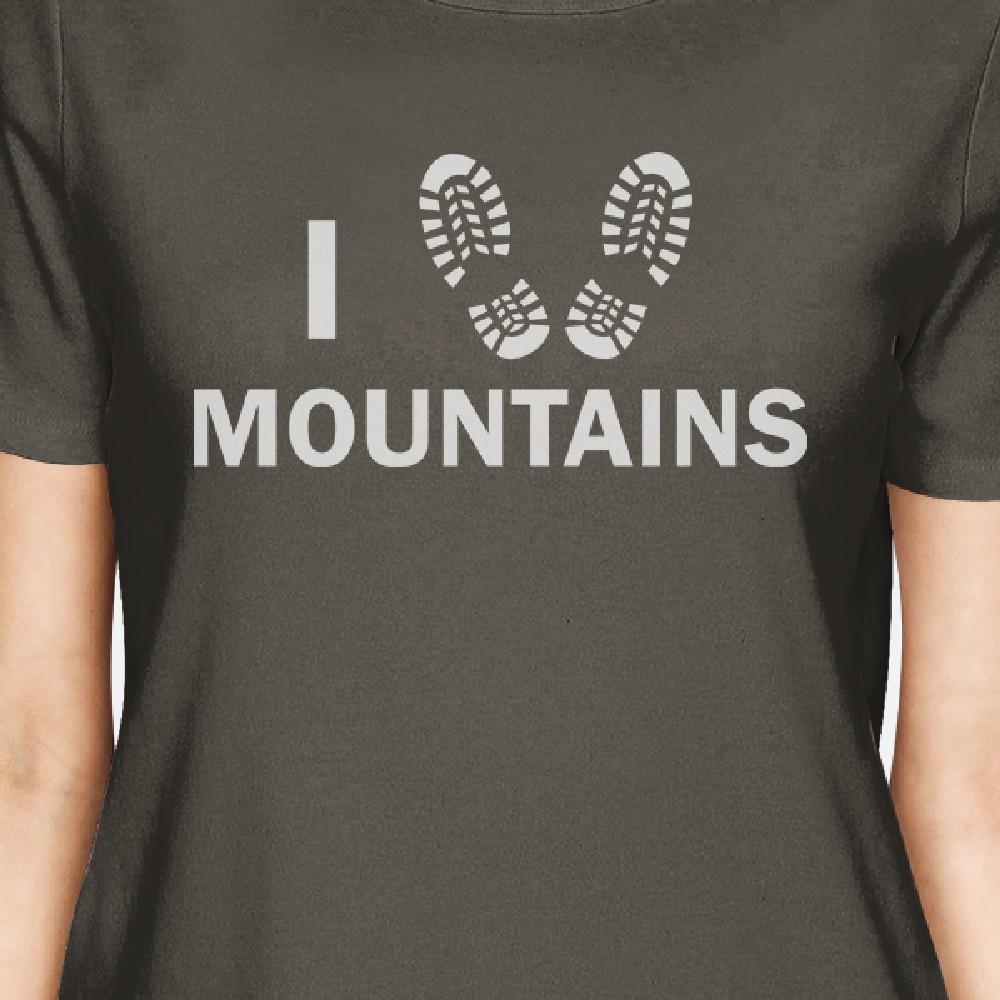I Heart Mountains Women's Dark Grey T Shirt Cute Gift Idea For Him
