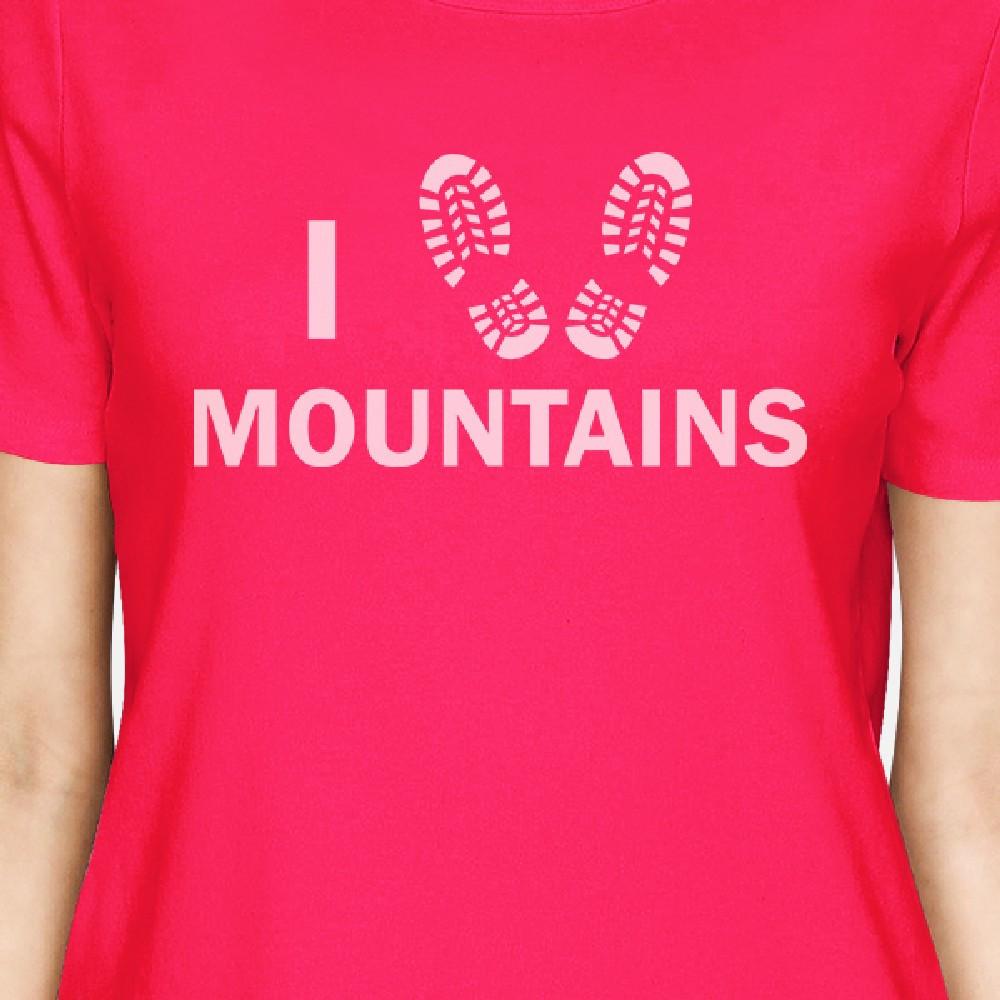 I Heart Mountains Hot Pink Graphic Summer T Shirt Gifts For Ladies