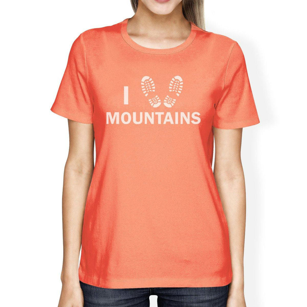 I Heart Mountains Peach Cute Graphic Design Tee Summer Trip T Shirt