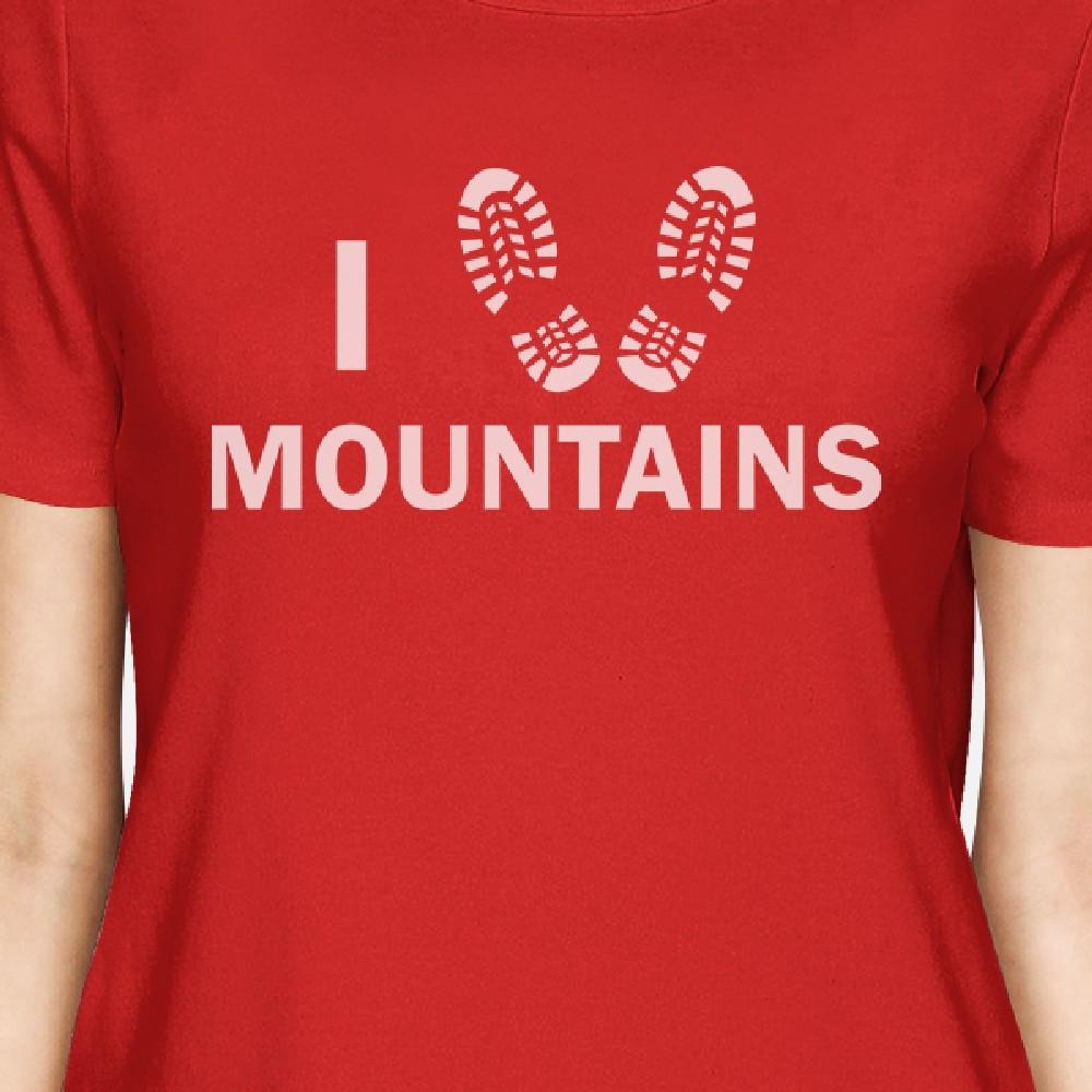 I Heart Mountains Women's Red Crew Neck T-Shirt Gift Ideas For Dads