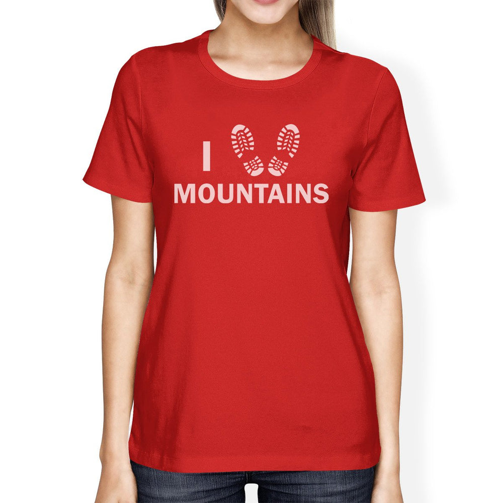 I Heart Mountains Women's Red Crew Neck T-Shirt Gift Ideas For Dads