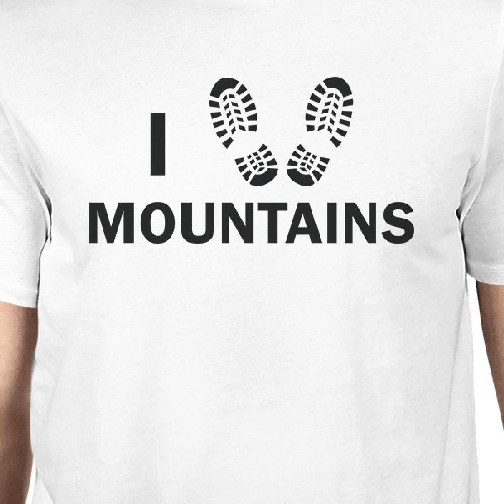 I Heart Mountains Men's White Round Neck T-Shirt Gift For Grandpa