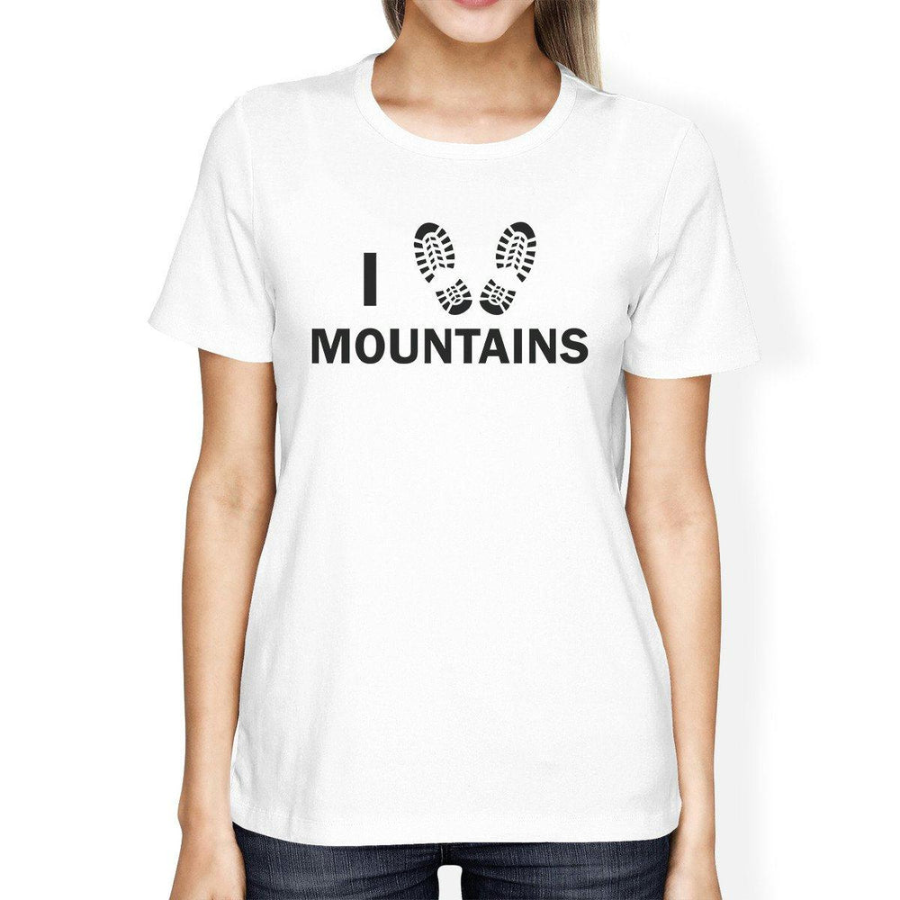 I Heart Mountains Women's White Round Neck T-Shirt Gift For Grandpa