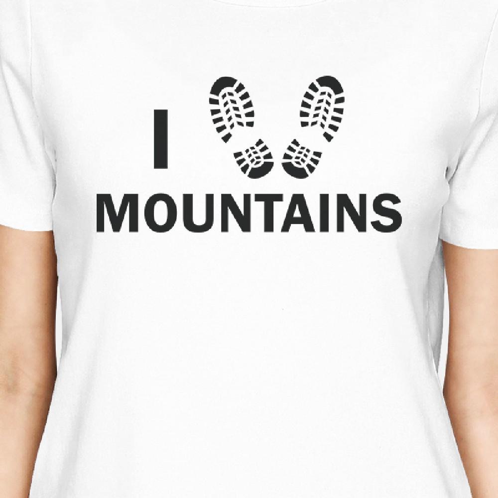 I Heart Mountains Women's White Round Neck T-Shirt Gift For Grandpa