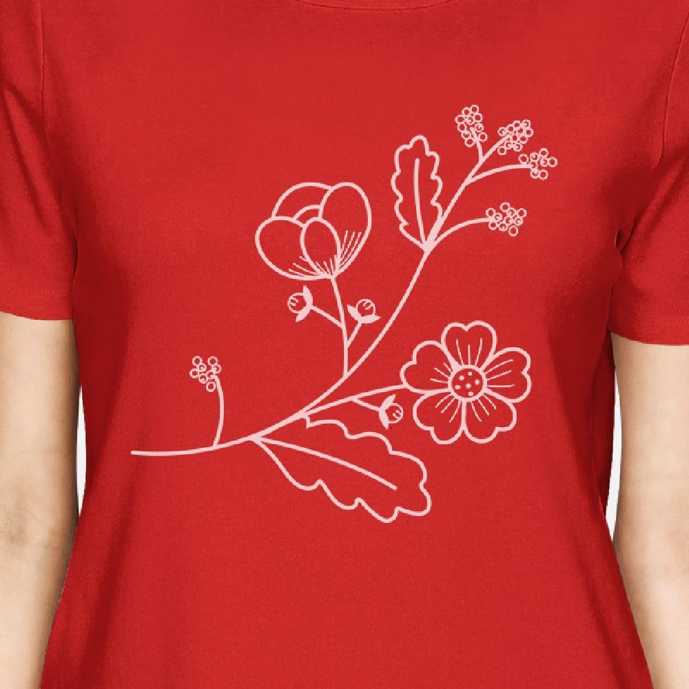 Flower Women's Red Short Sleeve Graphic T Shirt For Flower Lovers