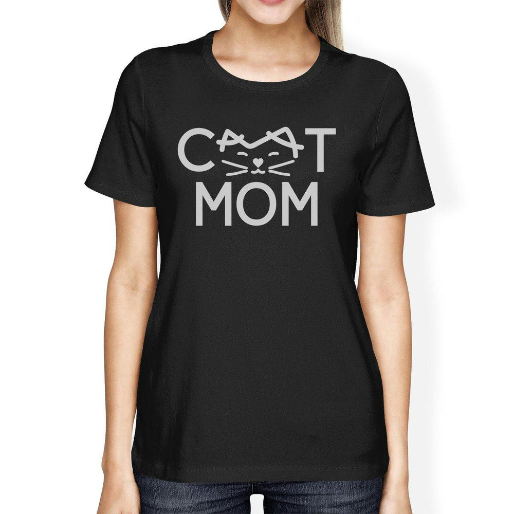 Cat Mom Womens Black Short Sleeve T Shirt Cute Design For Cat Moms