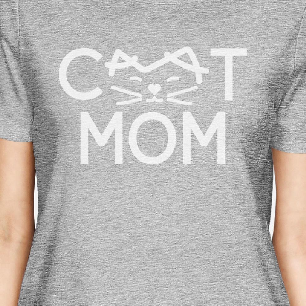 Cat Mom Womens Gray Unique Design Short Sleeve Tee For Cat Moms