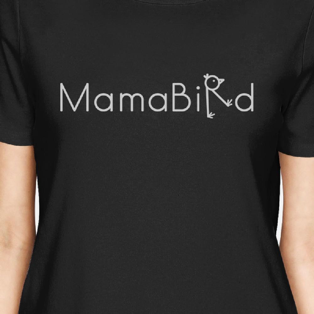 MamaBird Women's Black Short Sleeve Top Simple Letter Printed