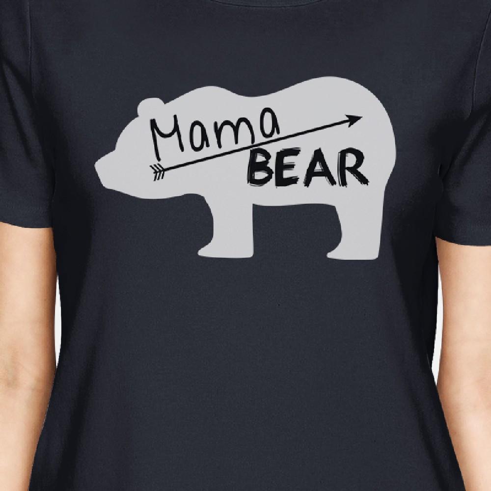 Mama Bear Women's Navy Cotton Tee Cute Graphic Gifts For New Moms