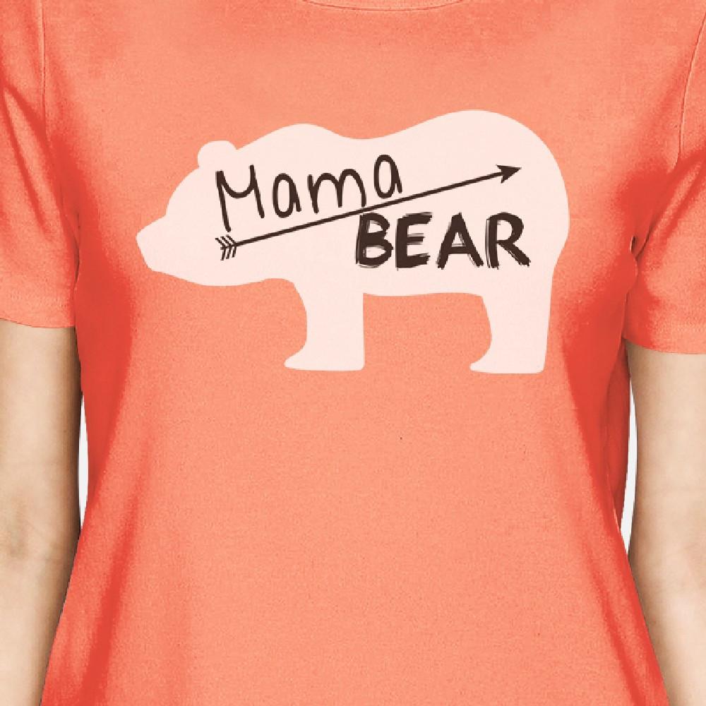 Mama Bear Women's Peach Cute Graphic T-Shirt Ideas For Mothers Day