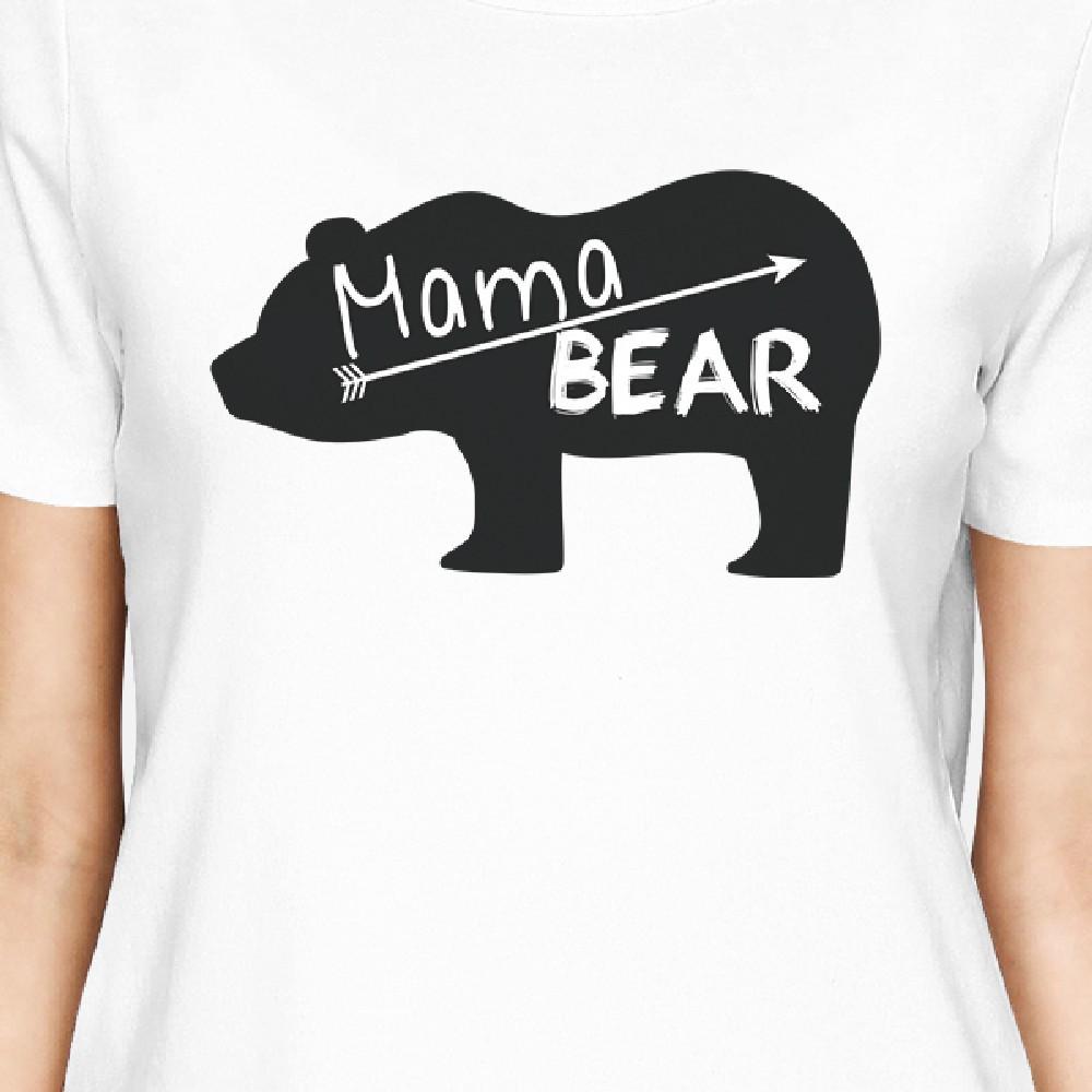 Mama Bear Women's White Short Sleeve Tee Trendy Design Graphic Top