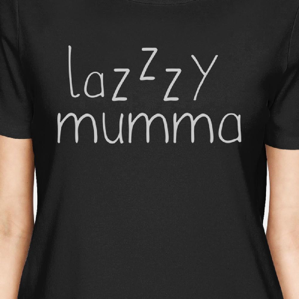 Lazzzy Mumma Women's Black Cute Short Sleeve Top Unique Design Tee