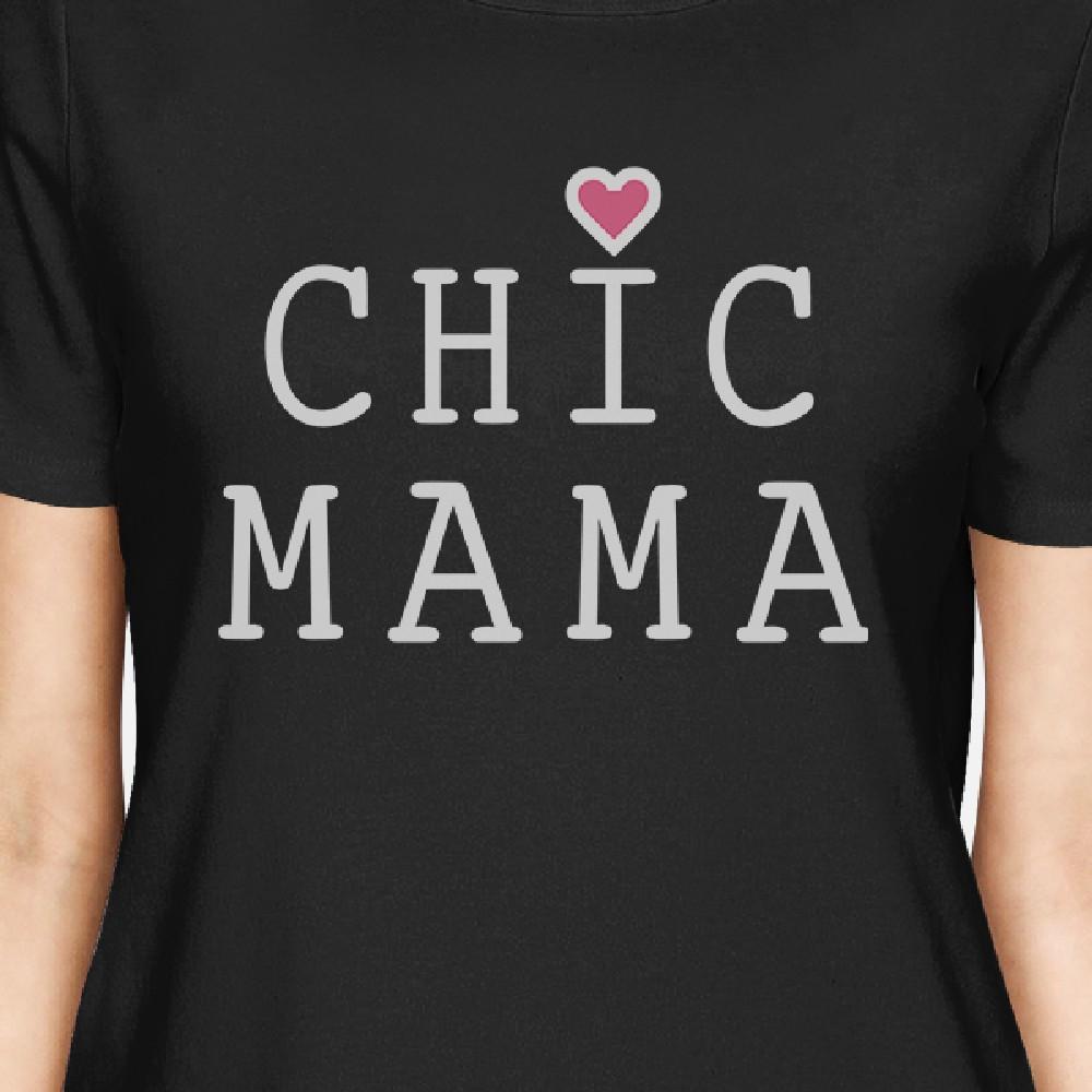 Chic Mama Womens Black Short Sleeve Top Unique Design Gift For Her