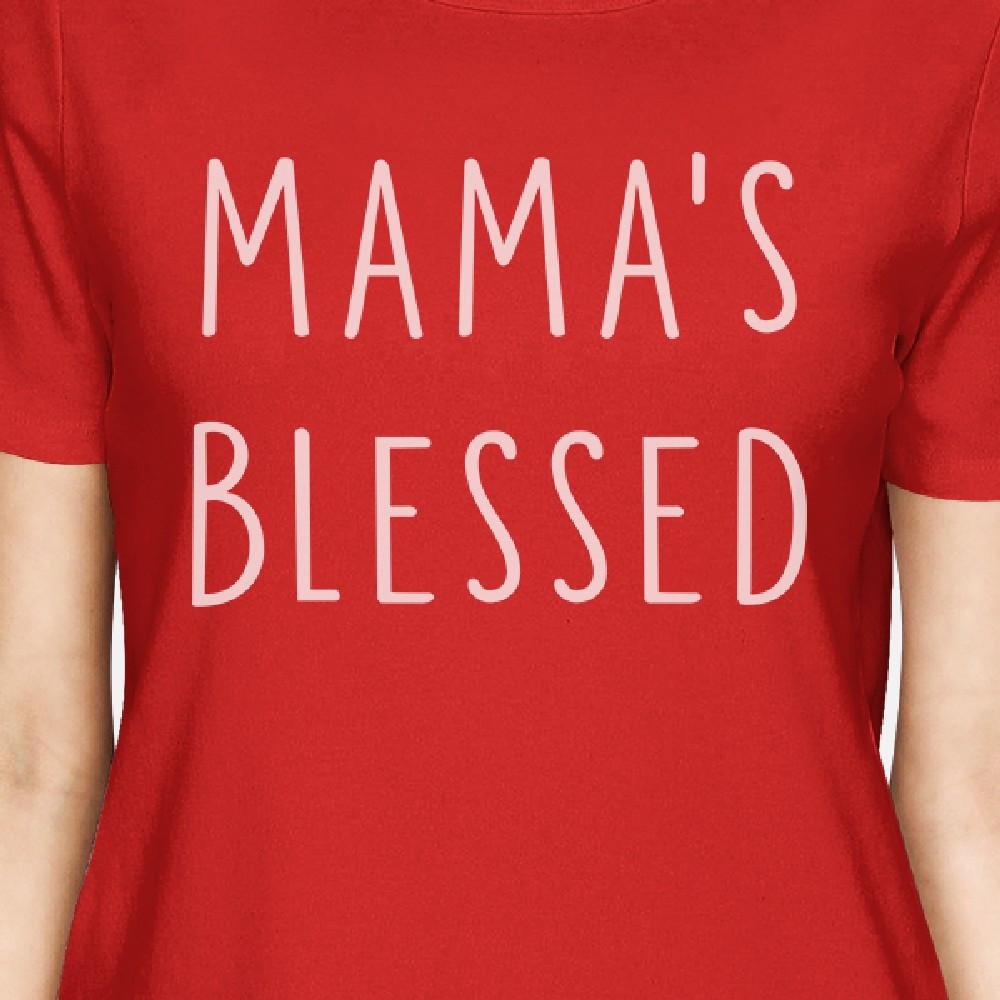 Mama's Blessed Women's Red Short Sleeve Top Simple Design Cute