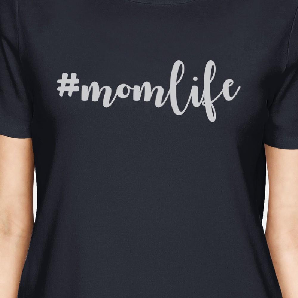 Momlife Women's Navy Cotton T Shirt Cute Design Top For New Moms