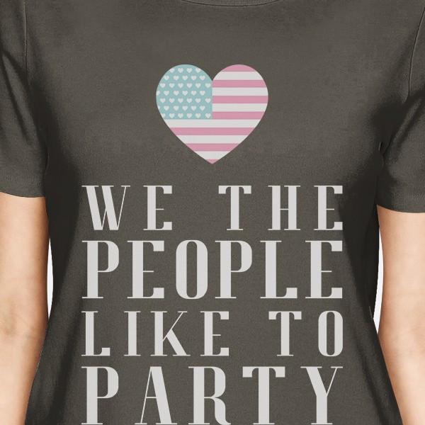 We The People Womens Dark Grey Graphic T-Shirt For Independence Day