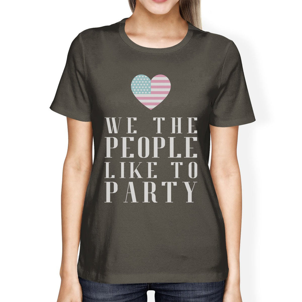 We The People Womens Dark Grey Graphic T-Shirt For Independence Day