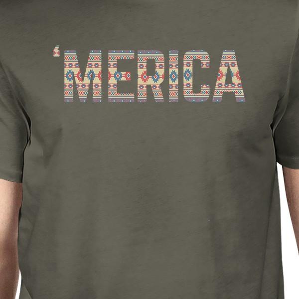 'Merica Mens Dark Grey Tee Shirt For 4th OF July Unique Tshirt Gift