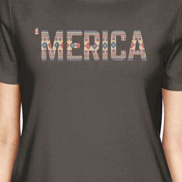 'Merica Womens Dark Grey Tee Shirt For 4th OF July Unique Tee Gifts