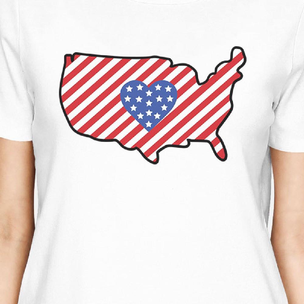 USA Map Super Cute American Flag T-Shirt For Women Gifts For Her