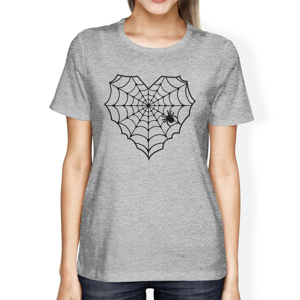 Heart Spider Web Womens Grey Shirt