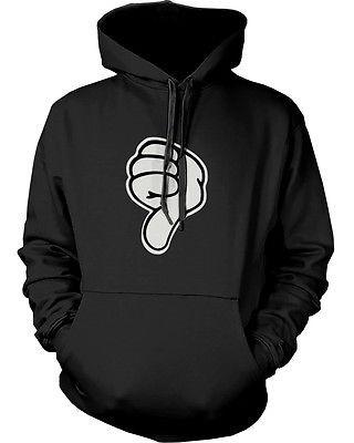 Men's Graphic Hoodies - Thumbs Down Black Hoodie Disney Mickey Hoodie