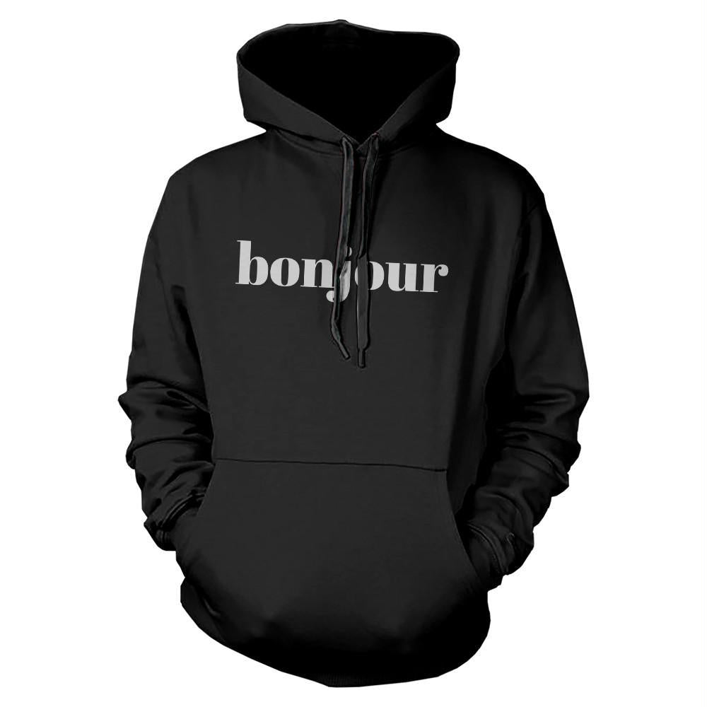 Bonjour Hoodie Warm Hooded Sweatshirt Cute Graphic Print Sweater