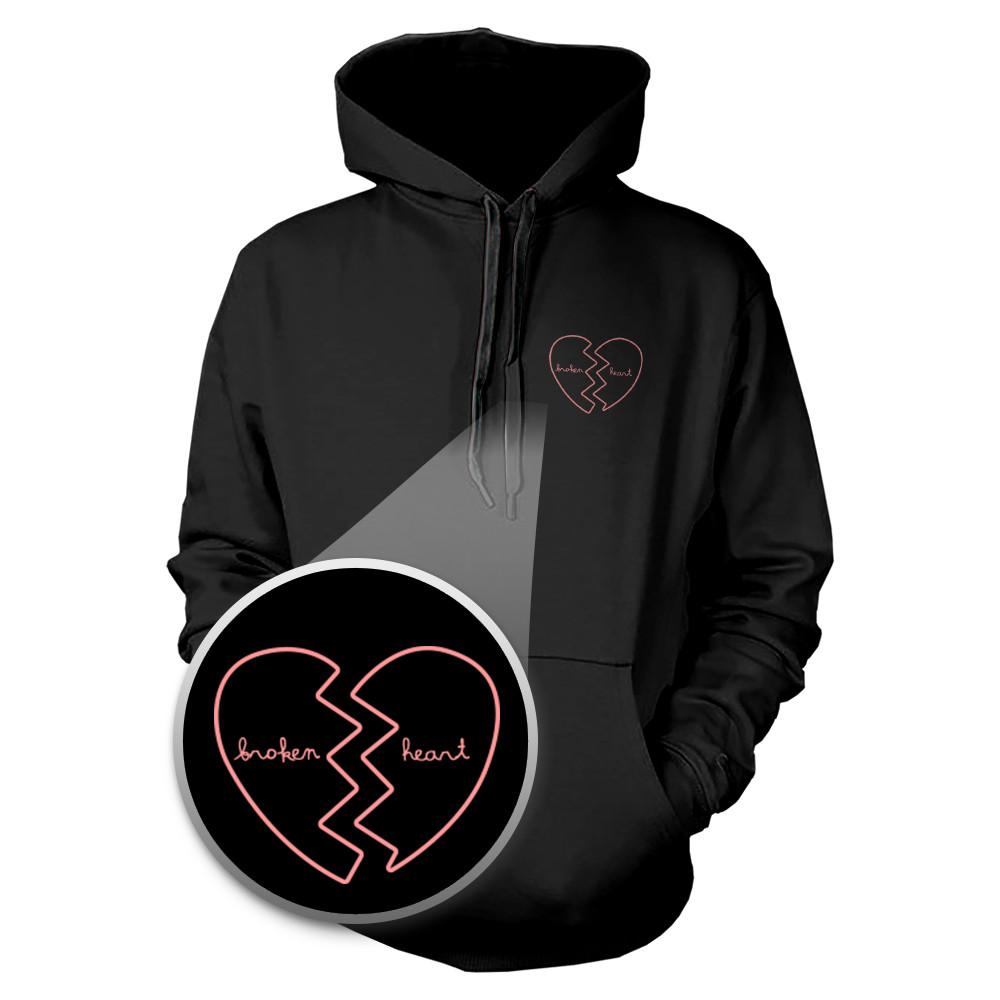 Broken Heart Hoodie Pocket Hooded Sweatshirt Graphic Print Sweater