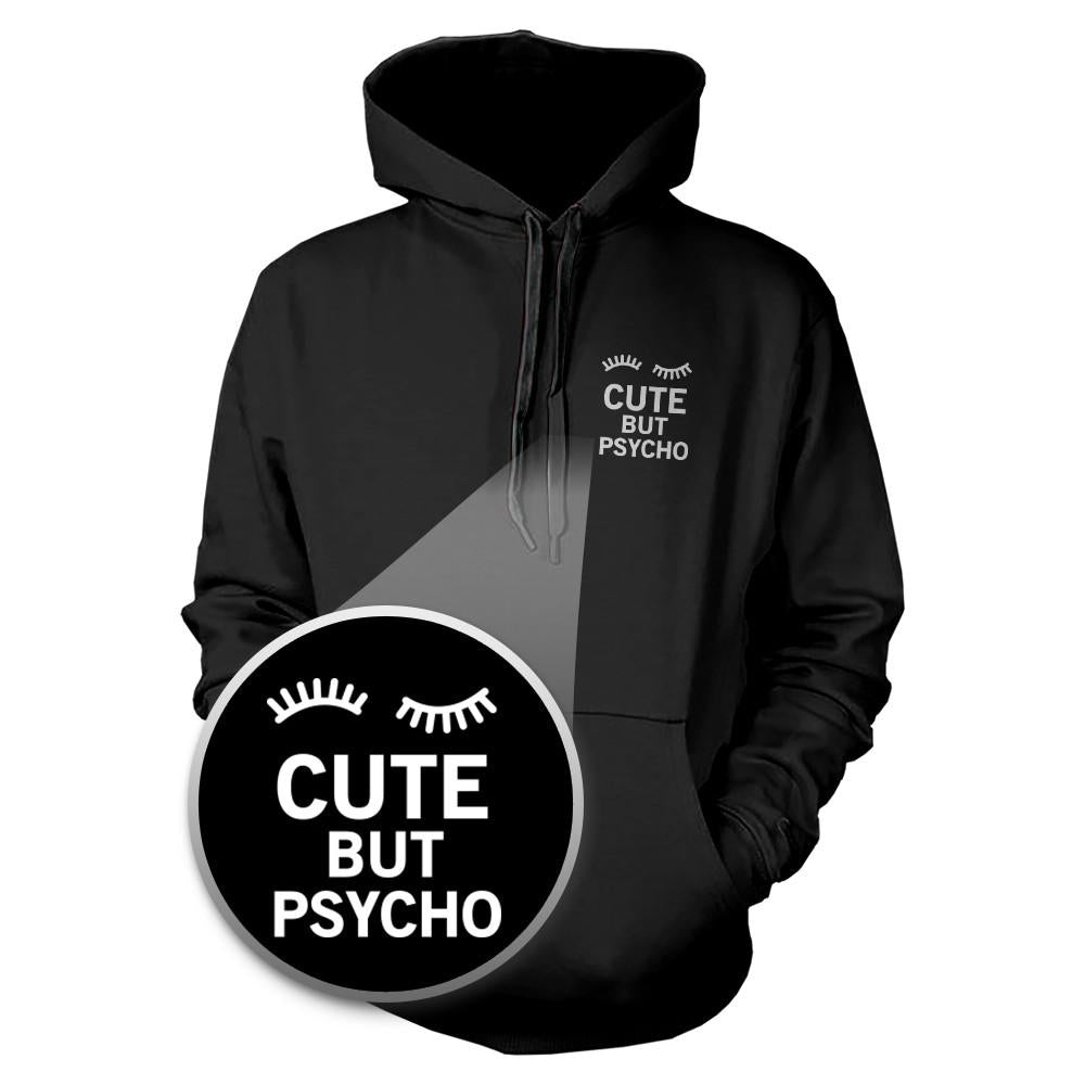 Cute But Psyco Hoodie Pocket Print Hooded Sweatshirt Graphic Sweater