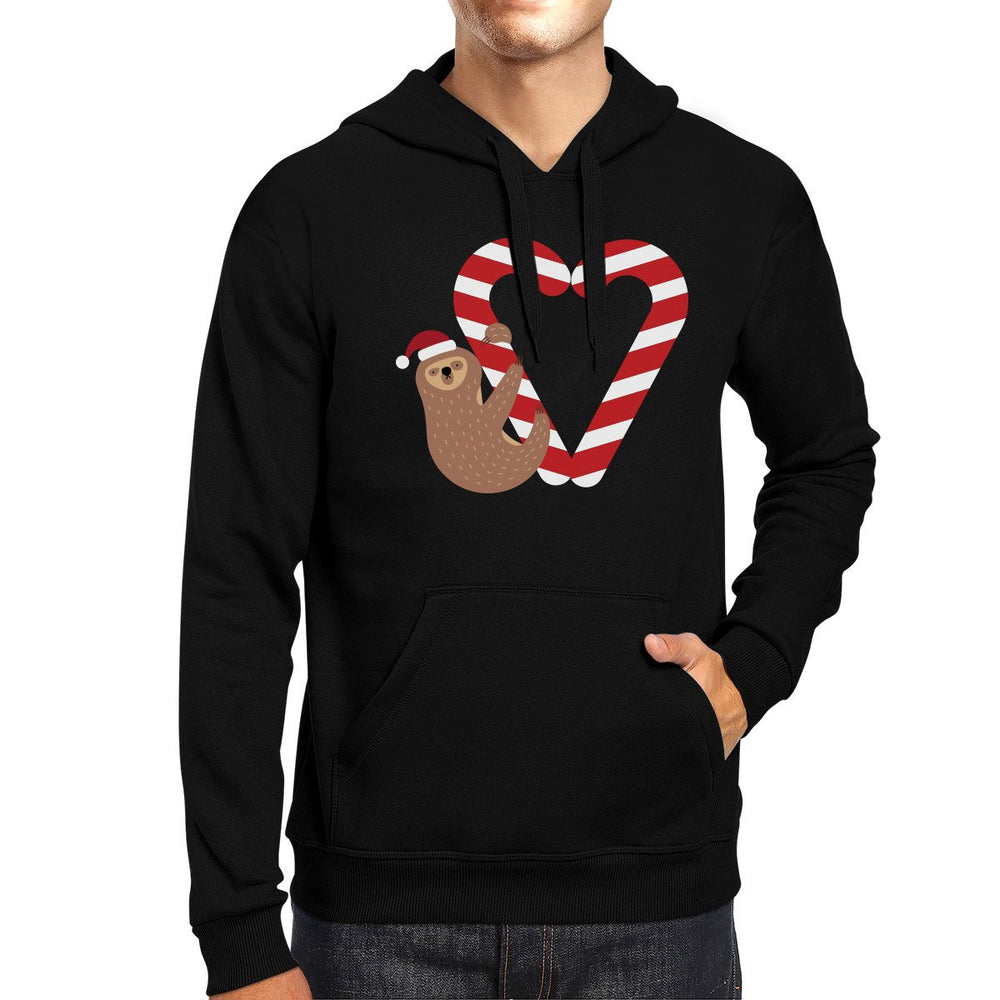 Candy Cane Sloth Christmas Hoodie Holiday Unisex Hooded Sweatshirt