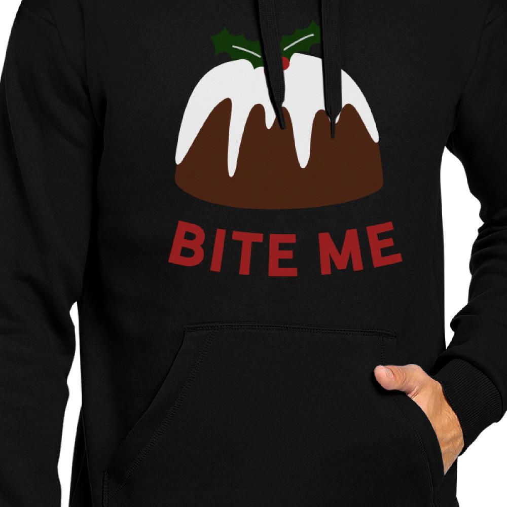 Bite Me Christmas Hoodie Cute Holiday Hooded Pullover Fleece