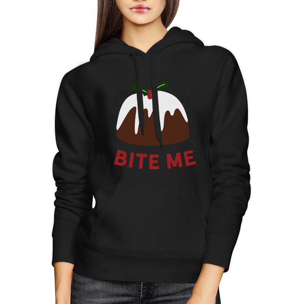 Bite Me Christmas Hoodie Cute Holiday Hooded Pullover Fleece