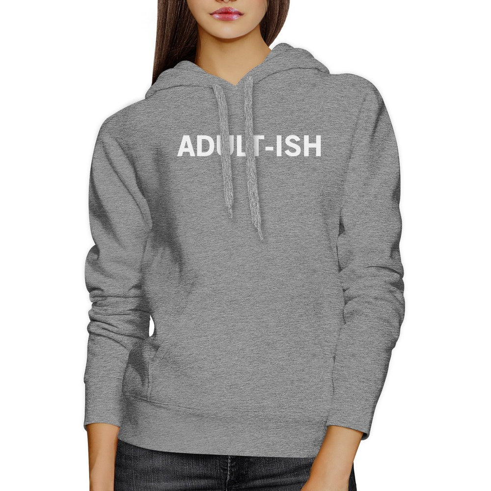 Adult-ish Unisex Heather Grey Hoodie Simple Trendy Typography Top