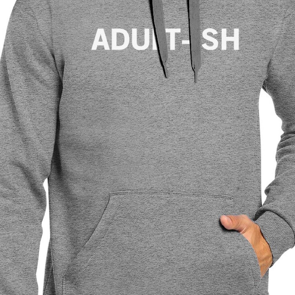 Adult-ish Unisex Heather Grey Hoodie Simple Trendy Typography Top