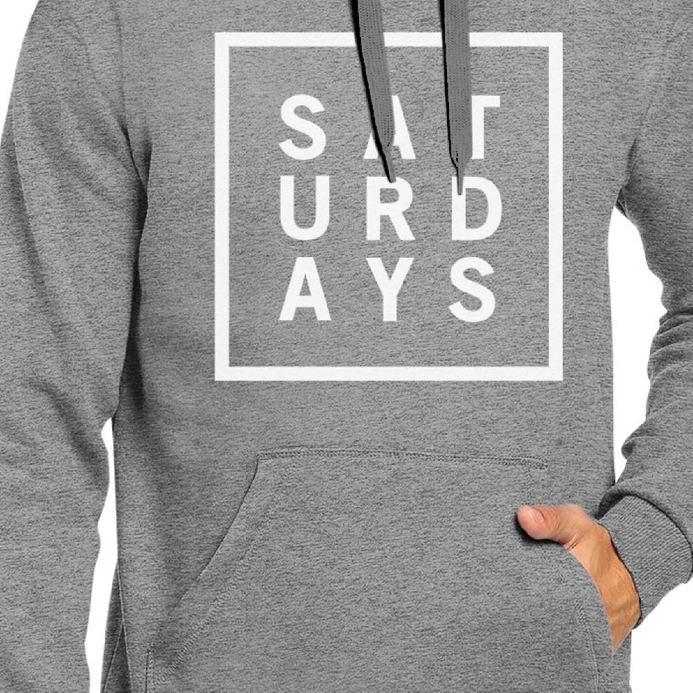 Saturdays Unisex Heather Gray Hoodie Simple Typography Gift Ideas