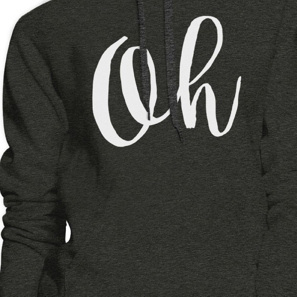 Oh Calligraphy Typography Charcoal Gray Hoodie Pullover Fleece