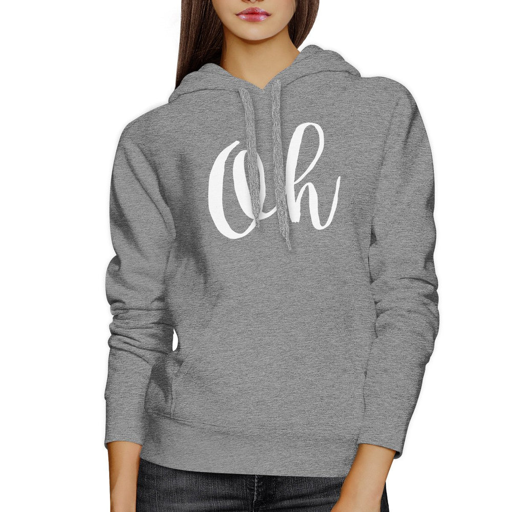 Oh Calligraphy Typography Heather Gray Hoodie Pullover Fleece