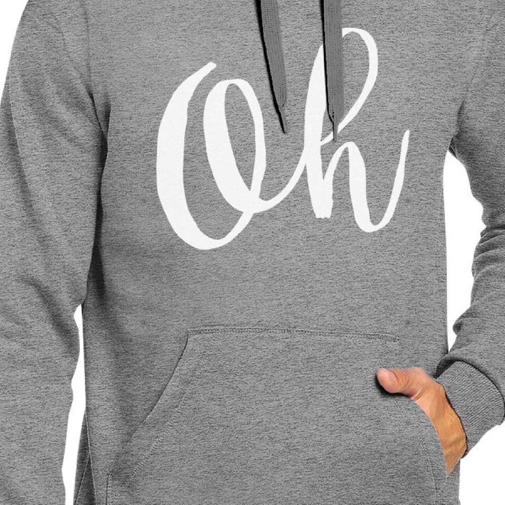 Oh Calligraphy Typography Heather Gray Hoodie Pullover Fleece