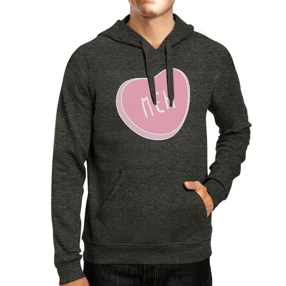 Meh Heart Unisex Gray Hoodie Lovely Graphic Cute Gift Ideas For Her