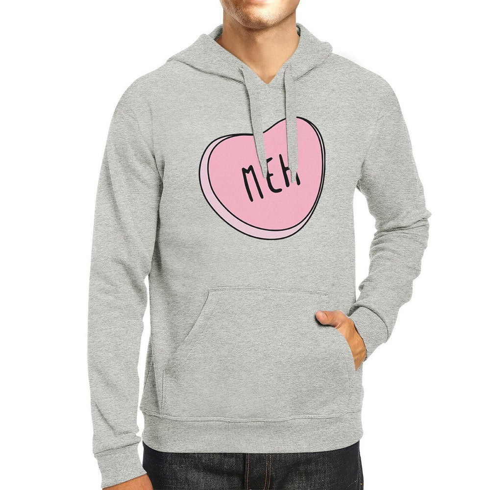 Meh Heart Unisex Gray Hoodie Lovely Graphic Cute Gift Idea For Her