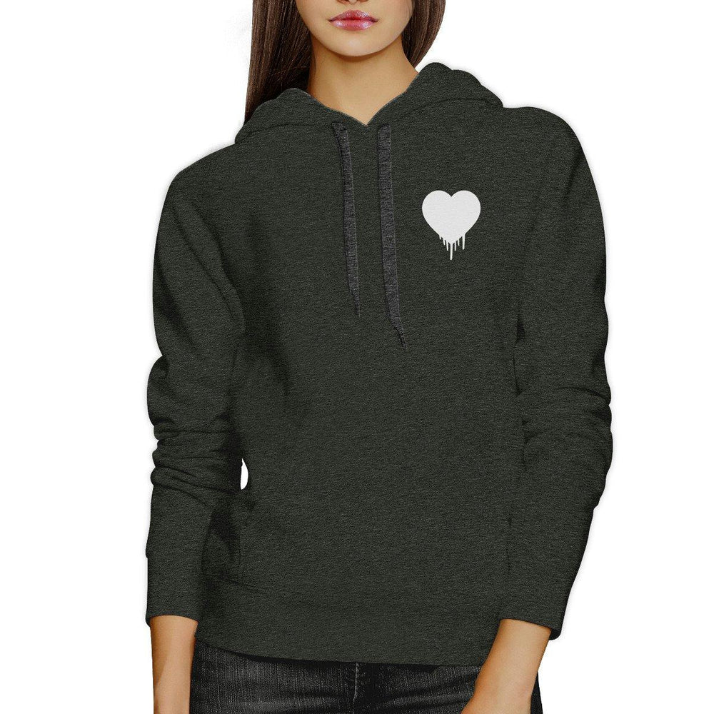 Melting Heart Unisex Grey Hoodie Heart Design Pocket Size Graphic