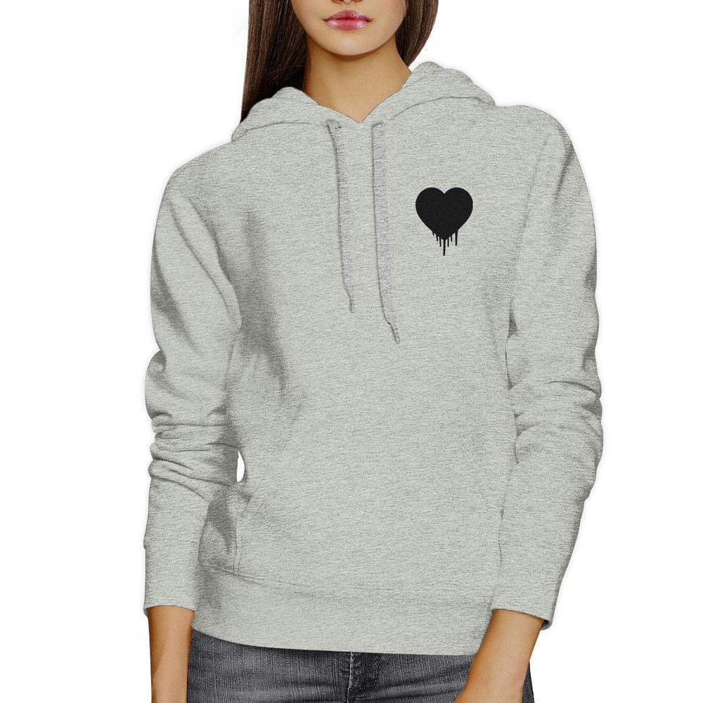 Melting Heart Unisex Gray Hoodie Heart Design Pocket Size Graphic